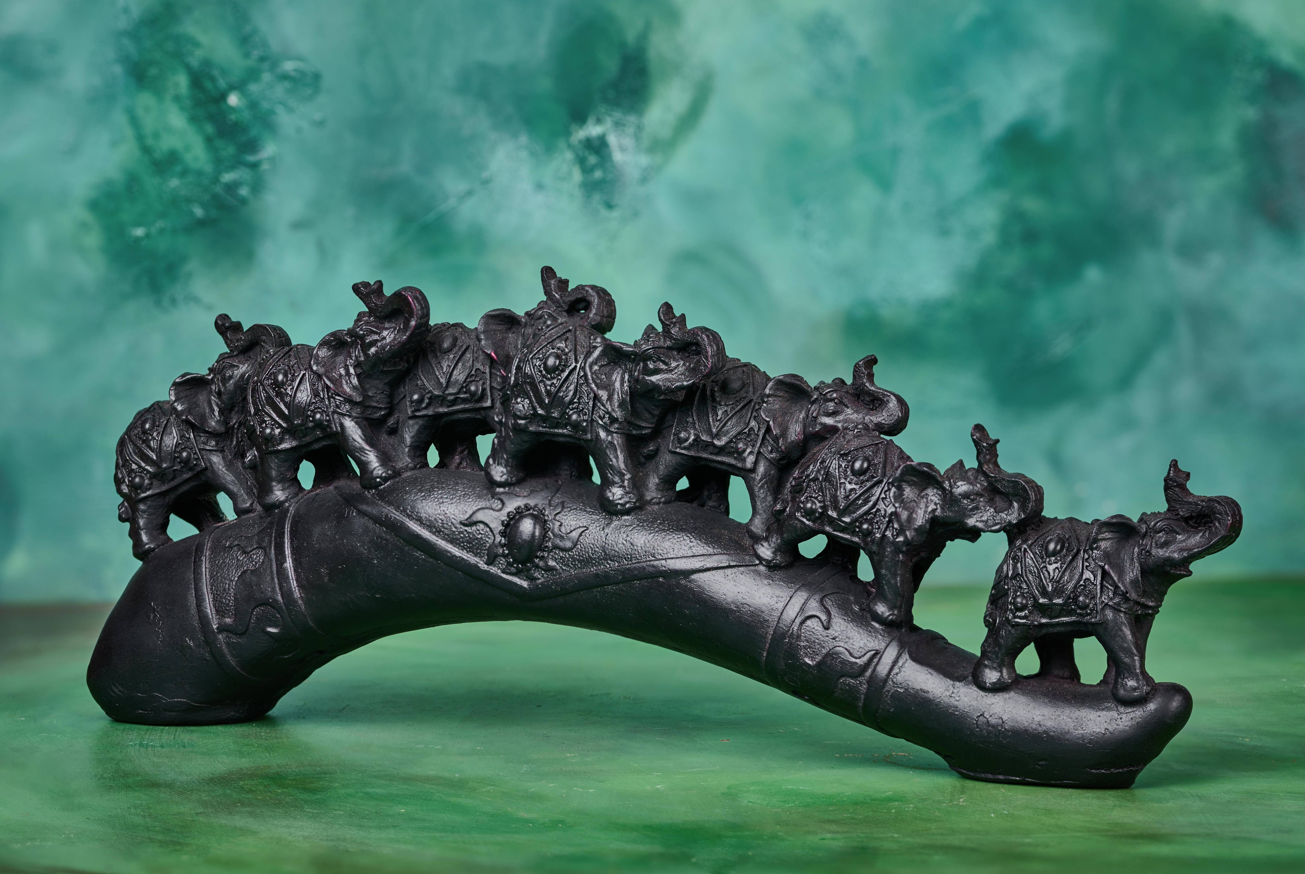 Black Elephant Tusk Sculpture