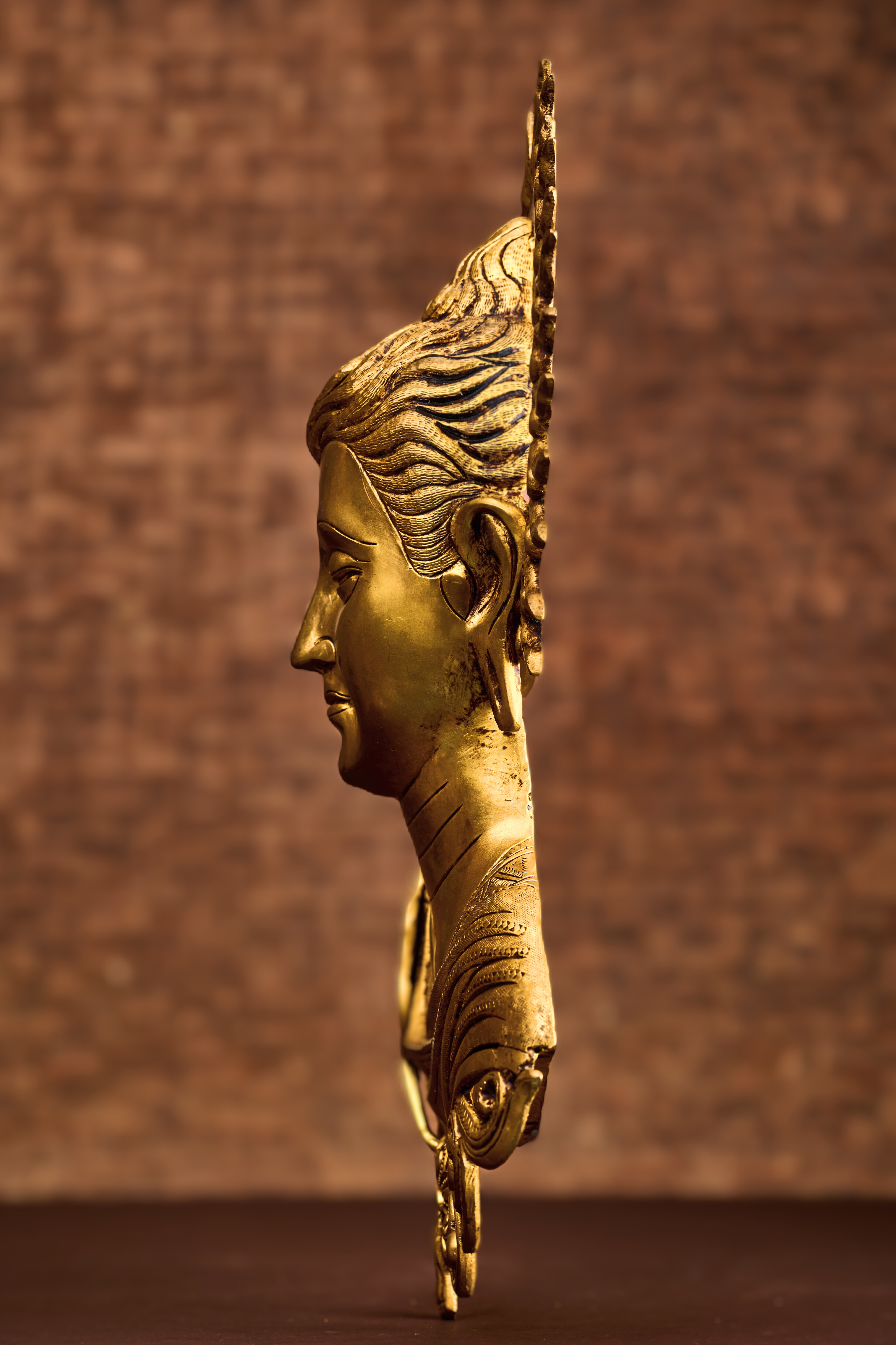 Halo Buddha Wall Sculpture in Solid Brass